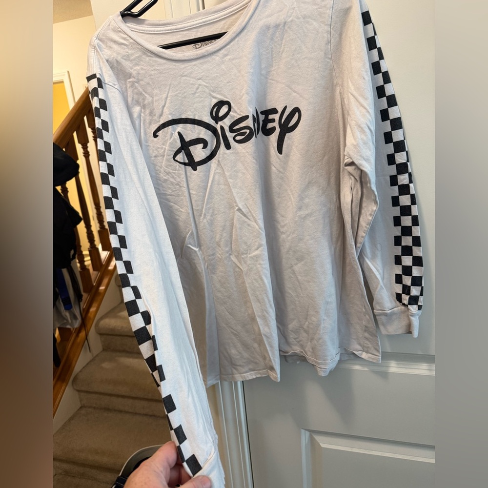 Disney White Checkered Long Sleeve Our Universe Shirt